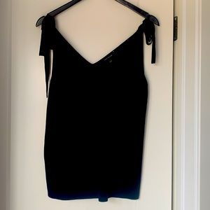 New, Ann Taylor,  Tie shoulder tank top, Black, S